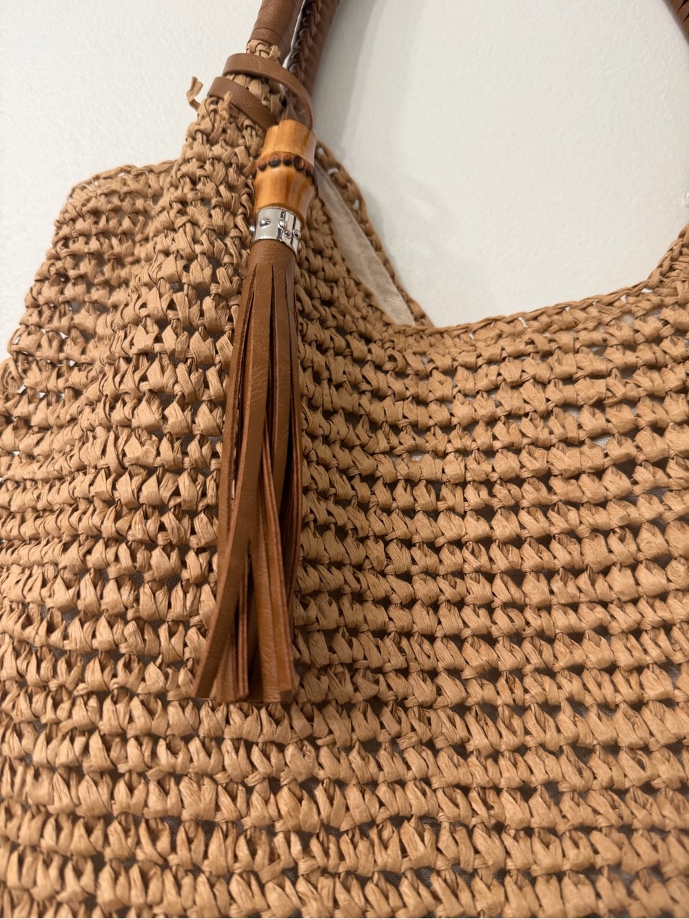 Tommy Bahama Brown Woven Tote with Tassel - Picture 4 of 14